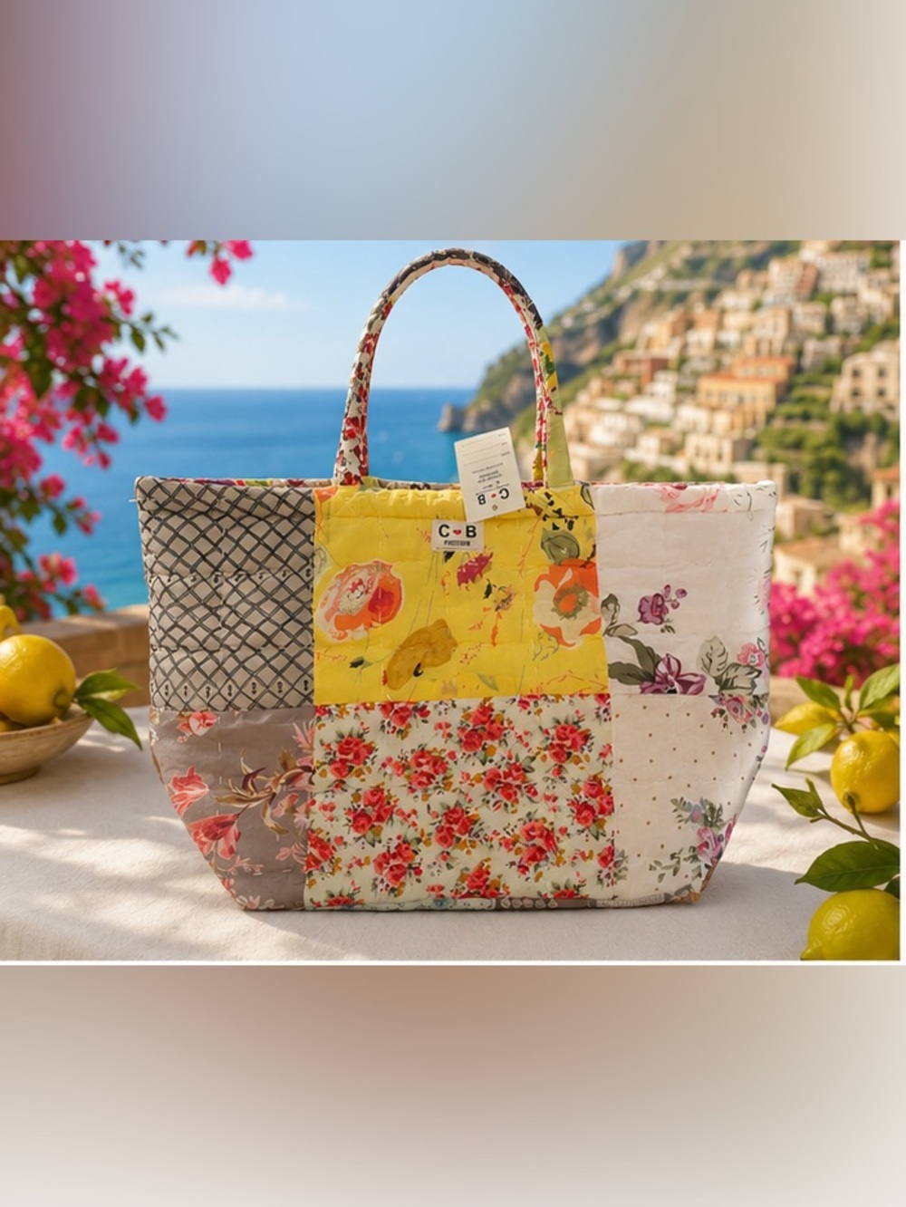 NEW C♥B Positano Handmade Quilted Patchwork Tote | NWT Italian Boutique